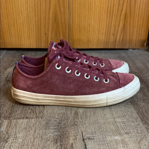 Converse Shoes - Converse All Star Low Top Maroon Suede Sneakers Size Women's 9